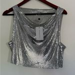 Lovers + Friends  Shiny Silver Top Photo 3