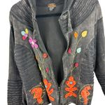 Rising International Cotton Black Floral Patchwork Hooded Zip Up Sweatshirt XL Photo 4