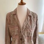 Free People 🌻🌻 High Tide Pink Sands Striped Button Down Long Sleeve Shirt Photo 2