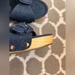 Impo  Denim Blue Buckle Sandals memory foam wooden platform Y2K denim gold buckle Photo 12