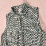 CAbi  Sleeveless Button Up Collared Blouse Women's Small Sea Glass Shimmer Green Photo 3