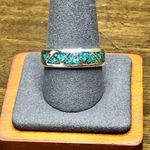 Sterling Silver Crushed Turquoise Mosaic Inlay  Southwestern Ring Size 11 Photo 0