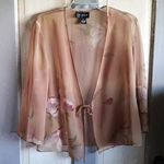 Virgo Sheer Brown Floral Cardigan Tie Front Size 12 Photo 0