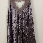 POL  Brown‎ Mocha Crushed Velvet V Neck Lace Trim Flowy Tank Size Small Photo 0