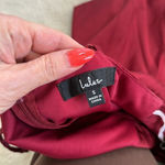 Lulus  Fanciful Flirt Burgundy Satin Cowl Neck Skater Mini Dress Size Small Photo 11