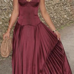 House Of CB  'Beau' Wine Pleated Midi Dress NWOT XS Photo 0