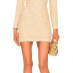 RETROFÊTE‎ Nikki Sequin Long Sleeve Minidress in Sea Shell Size Small NWT Tan Photo 0