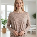 Dress Barn Cozy Taupe Heathered Long Sleeve Twist-Front Top Photo 0