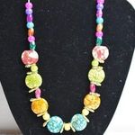 Handmade Fun Funky Beachy Colorful Beaded 20 Inch Stretch Necklace Blue Photo 0