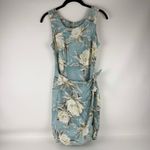 Floral Print Sleeveless Dress in Blue and Cream Photo 2