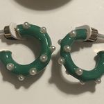 New Kate Spade New York x Target Pearl Polka Dot Green Hoop Earrings Photo 1