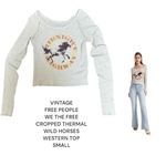 Free People VTG WE THE FREE WESTERN HORSES CROPPED THERMAL LONG SLEEVE TOP SZ. S Photo 1
