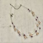 Lia Sophia  faux Pearl and purple bead multi strand necklace Photo 1