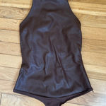 SKIMS  Faux Leather High Neck Bodysuit in Brown Size S Photo 0