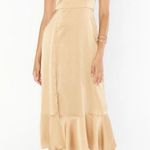 Show Me Your Mumu New Champagne Satin Claire Midi Dress Size Large Photo 0