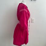 ZARA NWOT Pink Tassel Puff Sleeve Embroidered Peasant Mini Dress Large Photo 8