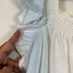 Downeast  White Cap Ruffle Sleeves Lace Time Blouse Anthropolog Medium EUC #2540 Photo 2