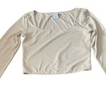 House of Harlow  1960 Cream Long Sleeve square neck Crop Top, Size XS Photo 0