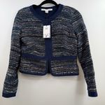 Diane Von Furstenberg  DVF Alberta Woven Tweed Jacket Blazer size 6 NWT Navy Photo 0