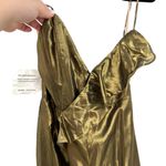 Fame and Partners  Gold Metallic Lame Wide Leg Backless‎ Jumpsuit Size US 2 Photo 3