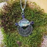 Abalone Shell Sterling Silver Necklace Popcorn Chain Purple Photo 4