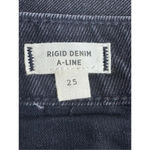 Madewell Mini Denim Skirt 25 High Rise A-Line Black Wash Cutout Raw Hem 70s Photo 6