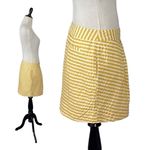 Anthropologie Vintage Y2K Leifsdottir Yellow Seersucker Skirt Size 8 Preppy Bow Photo 3