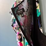 Nicole Miller Women Black Stretch Floral Cap Sleeve V Neck Mini Dress 8 Career Photo 6