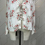 Flynn Skye Get Away Lace Up Front Blouse Day Desire White Red Floral Size US XS Photo 4