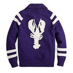 J.Crew NWT  Sweater Jacket with Lobster Detail in Raw Indigo Natural Cardigan XS Photo 1