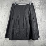 Loft Ann Taylor  Black Pleated Skirt Women's Size 10 Ribbon‎ Trim A-Line Photo 2