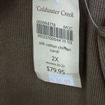 Coldwater Creek  Silk Blend Sweater Womens Size 2X (20-22) XXL Tan‎ Cardigan Photo 6