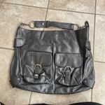 Kate Landry Black cowhide EUC Leather Hobo Shoulder Bag Silver Buckle Photo 1