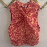 ZARA NWT Floral Jaquard Pink Orange Wrap Crop Top Small Photo 6