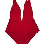 Morgan Lane  One Piece Plunge Swimsuit Red Small Comfort Vacation Photo 3