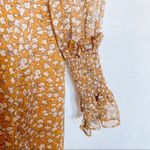 The East Order  Mustard Floral Smocked Neck Dress Size Small Photo 6