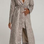 Good American Womens Long Sleeves Trench Coat Taupe Silver Size 6 Photo 1