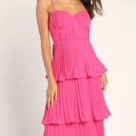 Lulus Pink Ruffled MIDI Dress Photo 0