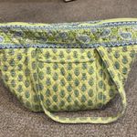 Vera Bradley Retired Tote Shoulder Bag Lime Blue Floral Quilted Pockets Zip Photo 0