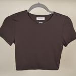 Babaton Aritzia  Contour Crew Cropped Tee Rich Mocha Brown Photo 2