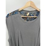 Anthropologie Tiny Top Women LARGE Grey Twist Front Printed Back Sleeveless Photo 4