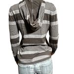 Long sleeve gray stripe half button Henley hoodie sweatshirt top M Size M Photo 3