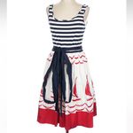 DKNY Coastal Pinup Retro Nautical Striped Sailboat Dress Rockabilly Size 12 L Photo 7