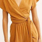 Free People Fauna Wrap Romper Women Small Brown Linen Blend Western Granolagirl Photo 0