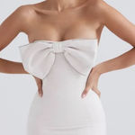 House Of CB NWT  Ariella Cream Satin Crystal Embellished Bow Dress Size M $269‎ Photo 0