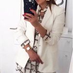 ZARA  Cream Black Brown Chain Link Horsebit Print Satin Tunic Top Coverup Blouse Photo 6