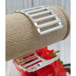 Cute Silver Tone Wide Bar Bangle Cuff Bracelet One Size Form to Fit Photo 6