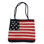 Patriotic Knit Tote Bag Red White Blue 13 Star American Flag Crochet Bag Photo 6