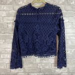 Tularosa Holly Top Blue Lace Pom Pom Photo 4