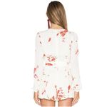 Privacy Please  White Floral Print Long Sleeve Deep V-Neck Romper - Small Photo 5